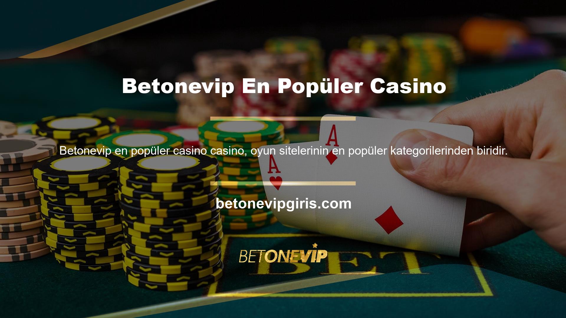 “Casino ve Canlı Casino” bölümünde çeşitli casino sekmeleri bulunmaktadır